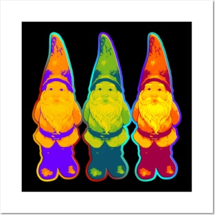 3 Garden Gnomes - Neon Style Painting Posters and Art